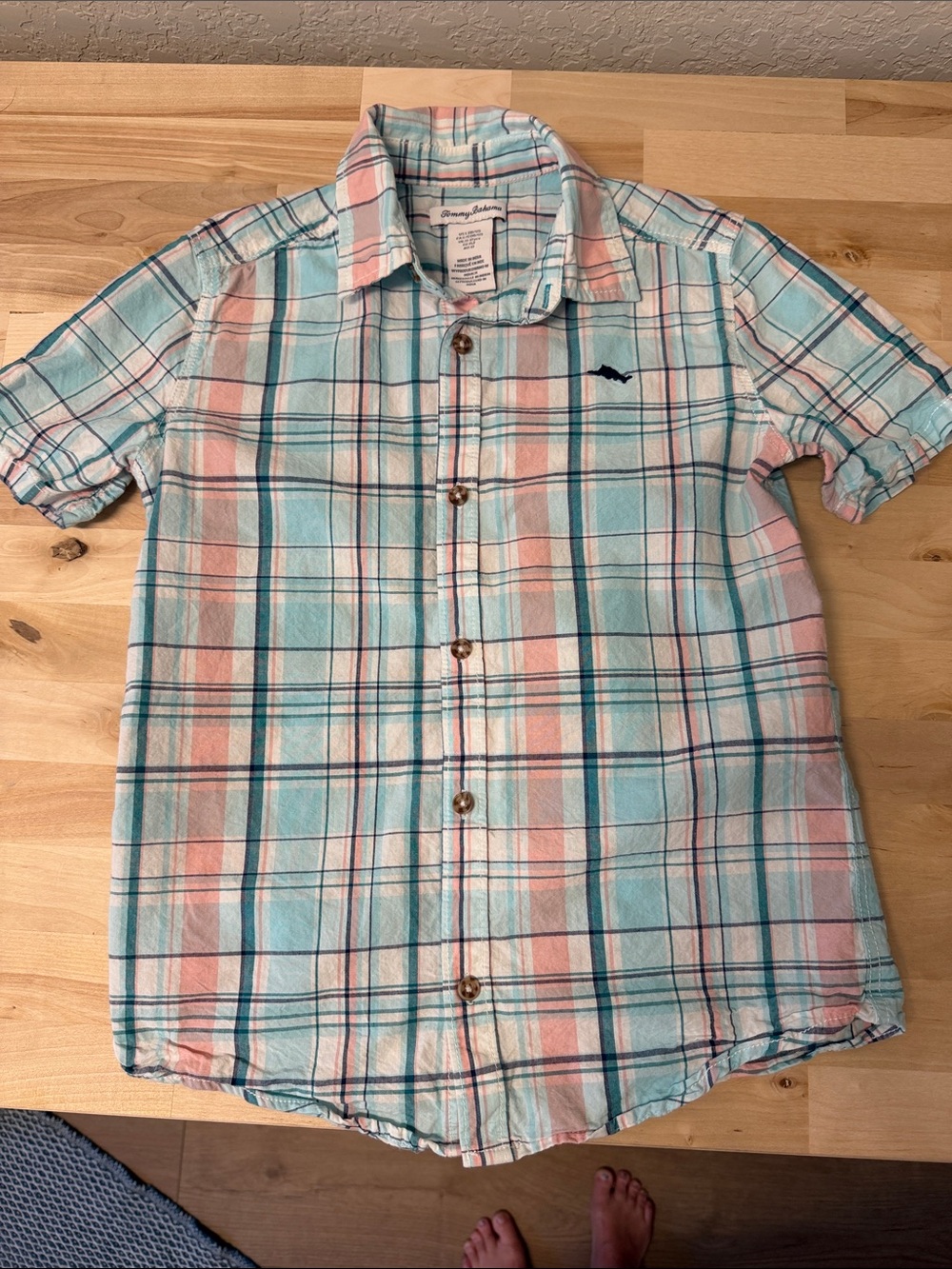 Tommy Bahama Pastel Blue & Pink Plaid Short-Sleeve Button-Up